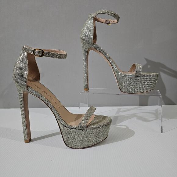 Stuart Weitzman Nudistcurve Hollywood Heel Womens Size 8 Platino Platform Sandal - Picture 3 of 15